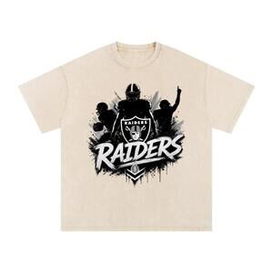 Raiders Football Graphic Tee, Distressed Black And White Unisex Shirt